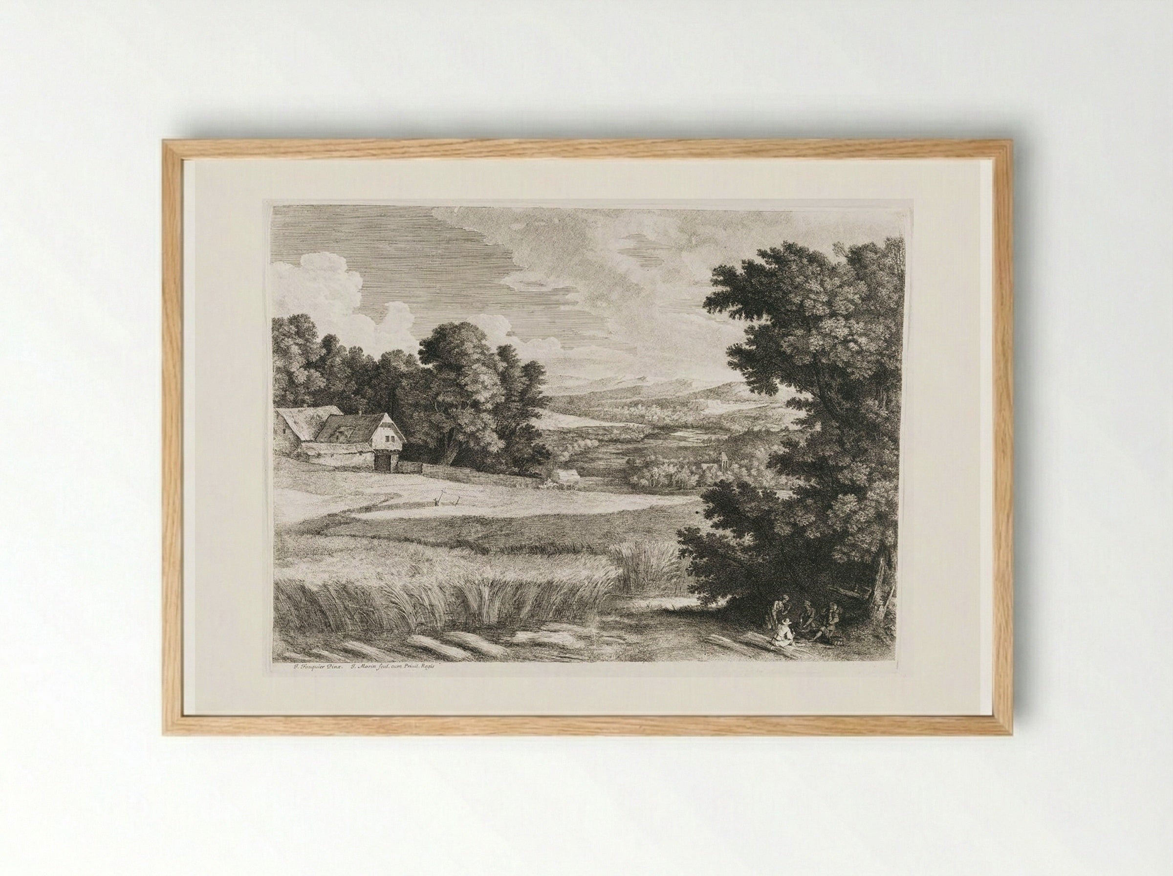 Landscape with a Wheatfield - Jean Morin - Framed Print Wood
