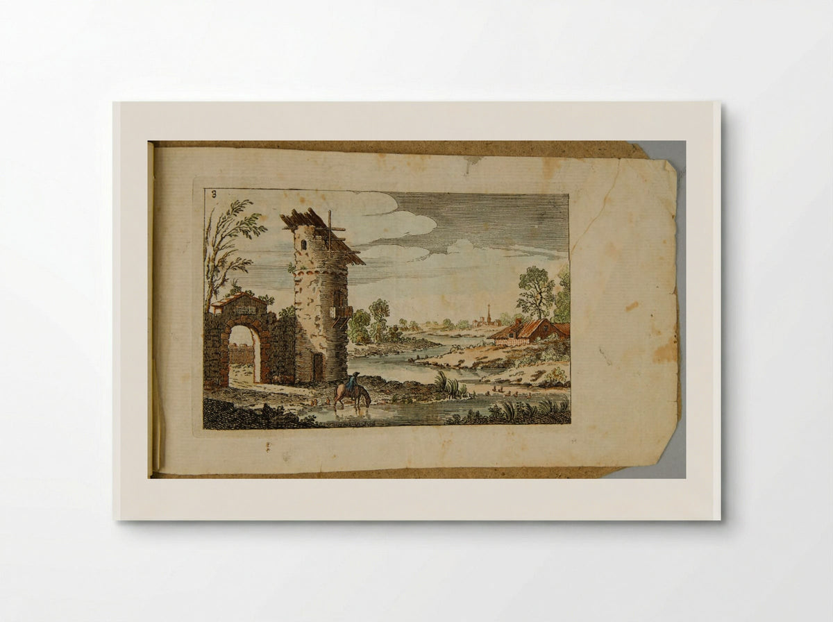 Landscape with an Arch and Circular Tower - François Vivares - Poster