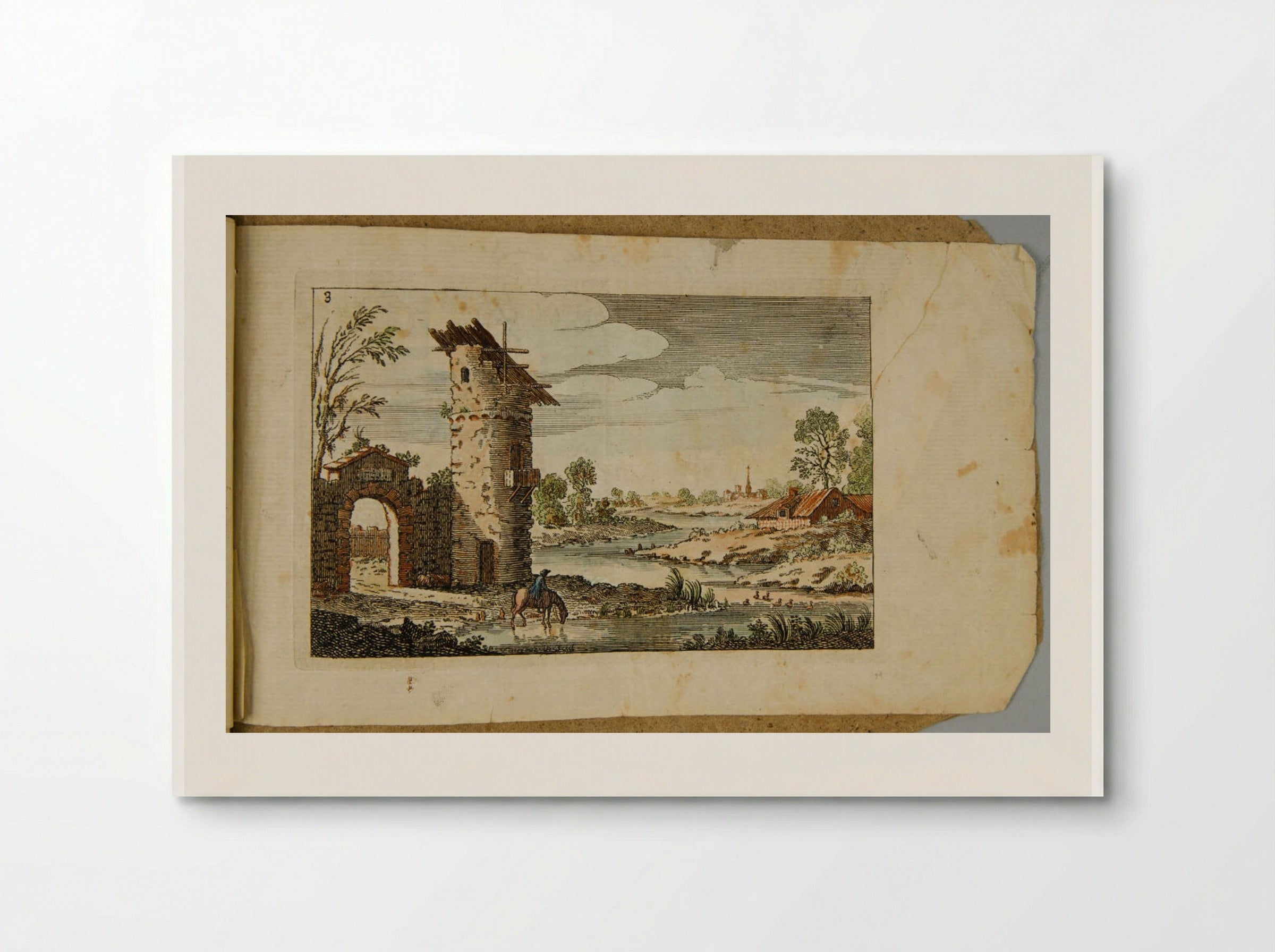 Landscape with an Arch and Circular Tower - François Vivares - Poster