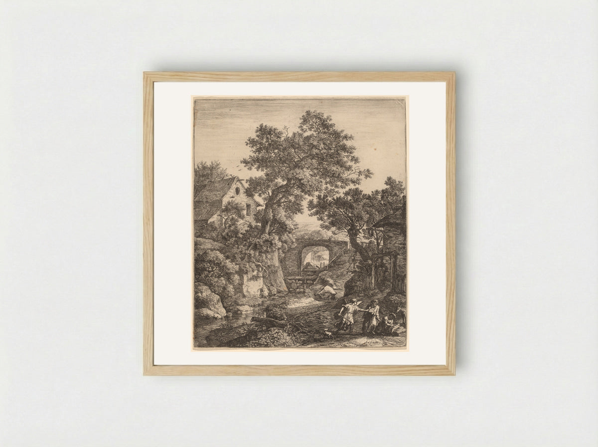 Landscape with the Circumcision of Moses's Son - Anthonie Waterloo - Framed Print Wood