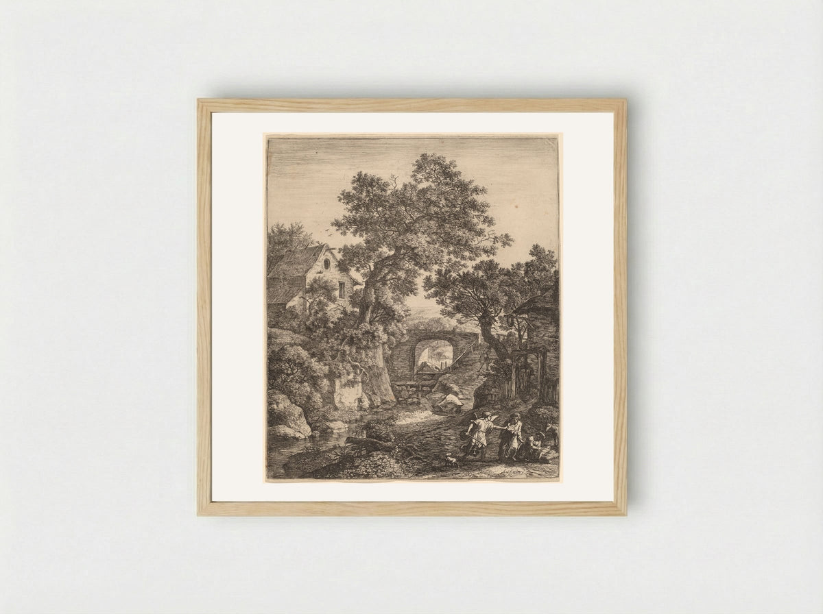 Landscape with the Circumcision of Moses's Son - Anthonie Waterloo - Framed Print Wood