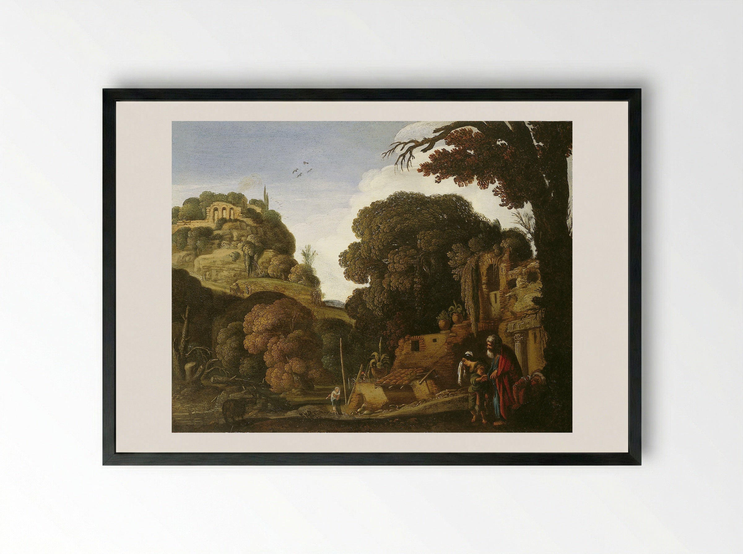 Landscape with the Expulsion of Hagar - Jacob Symonsz Pynas - Framed Print Black