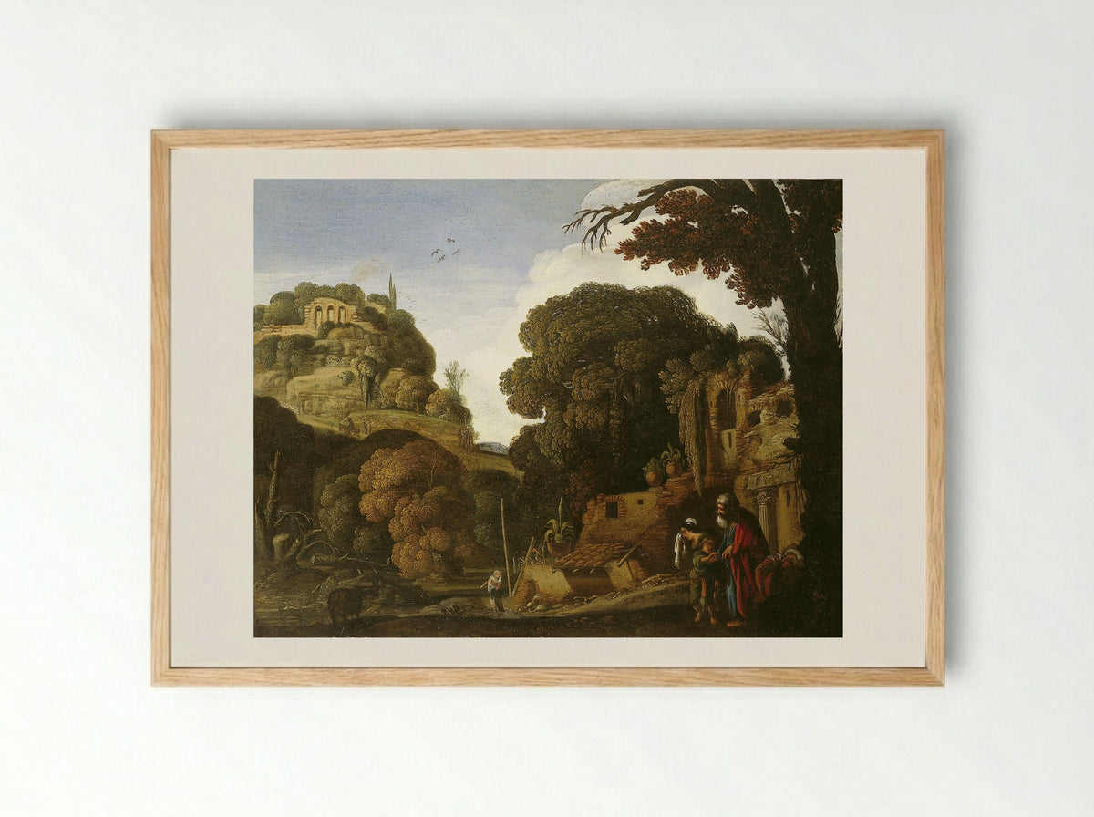 Landscape with the Expulsion of Hagar - Jacob Symonsz Pynas - Framed Print Wood