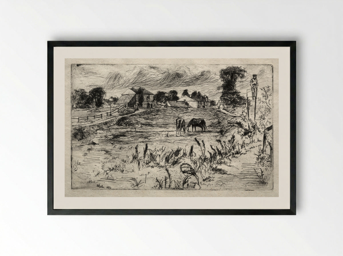 Landscape with the Horse - James McNeill Whistler - Framed Print Black