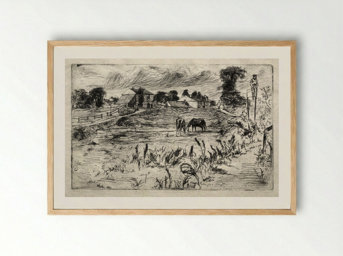 Landscape with the Horse - James McNeill Whistler - Framed Print Wood