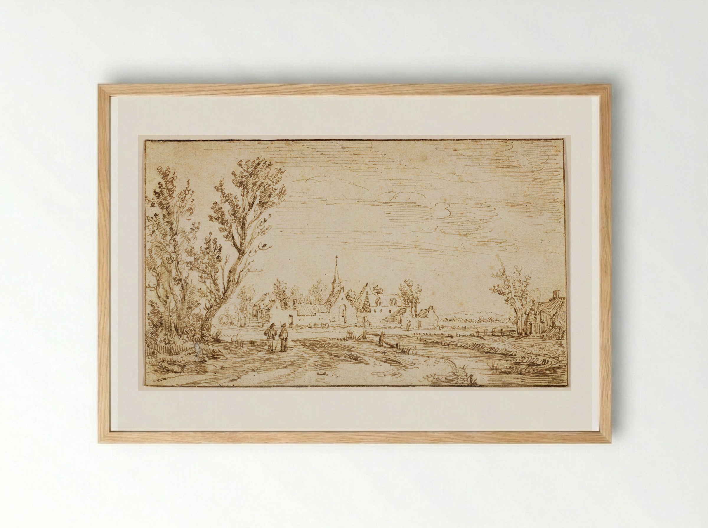 Landscape with the Hospital for Lepers outside Haarlem - Jan van Goyen - Framed Print Wood