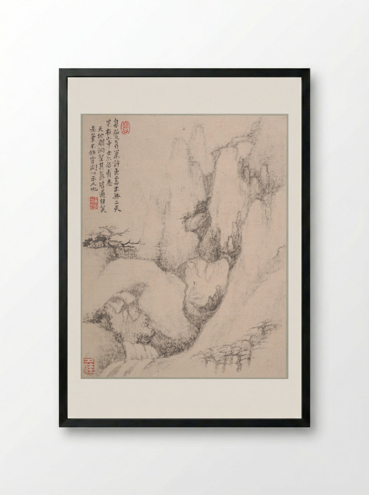 Landscapes (Album Leaf) - Dai Benxiao - Framed Print Black