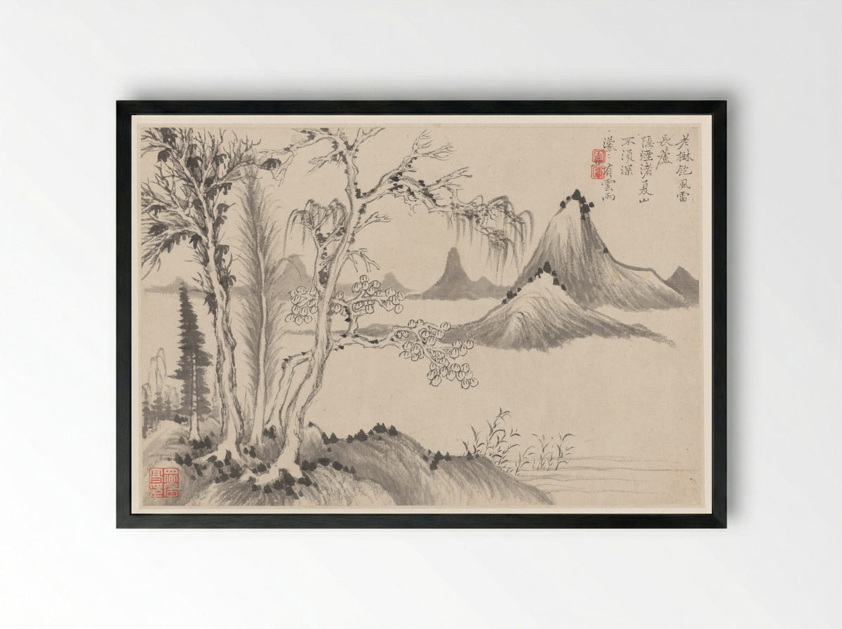 Landscapes (Album Leaf) - Li Jian - Framed Print Black