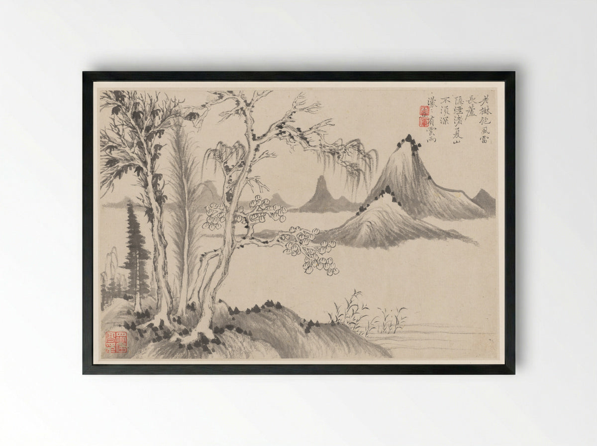 Landscapes (Album Leaf) - Li Jian - Framed Print Black