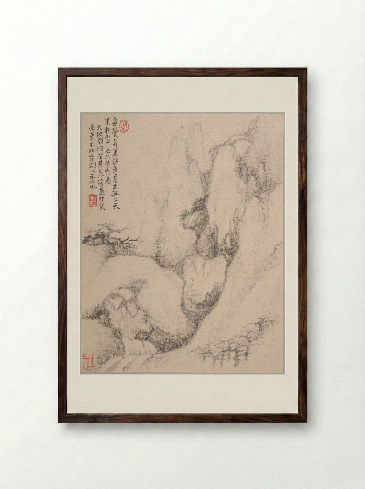 Landscapes (Album Leaf) - Dai Benxiao - Framed Print Dark Wood