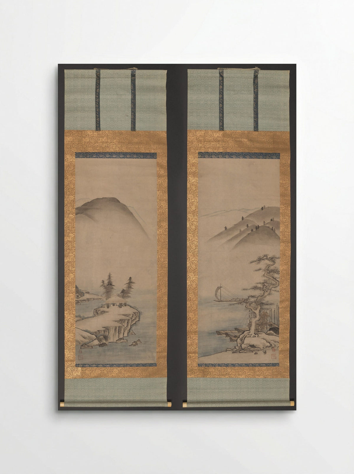 Landscapes (Pair of Hanging Scrolls) - Unkoku Tōyo - Poster