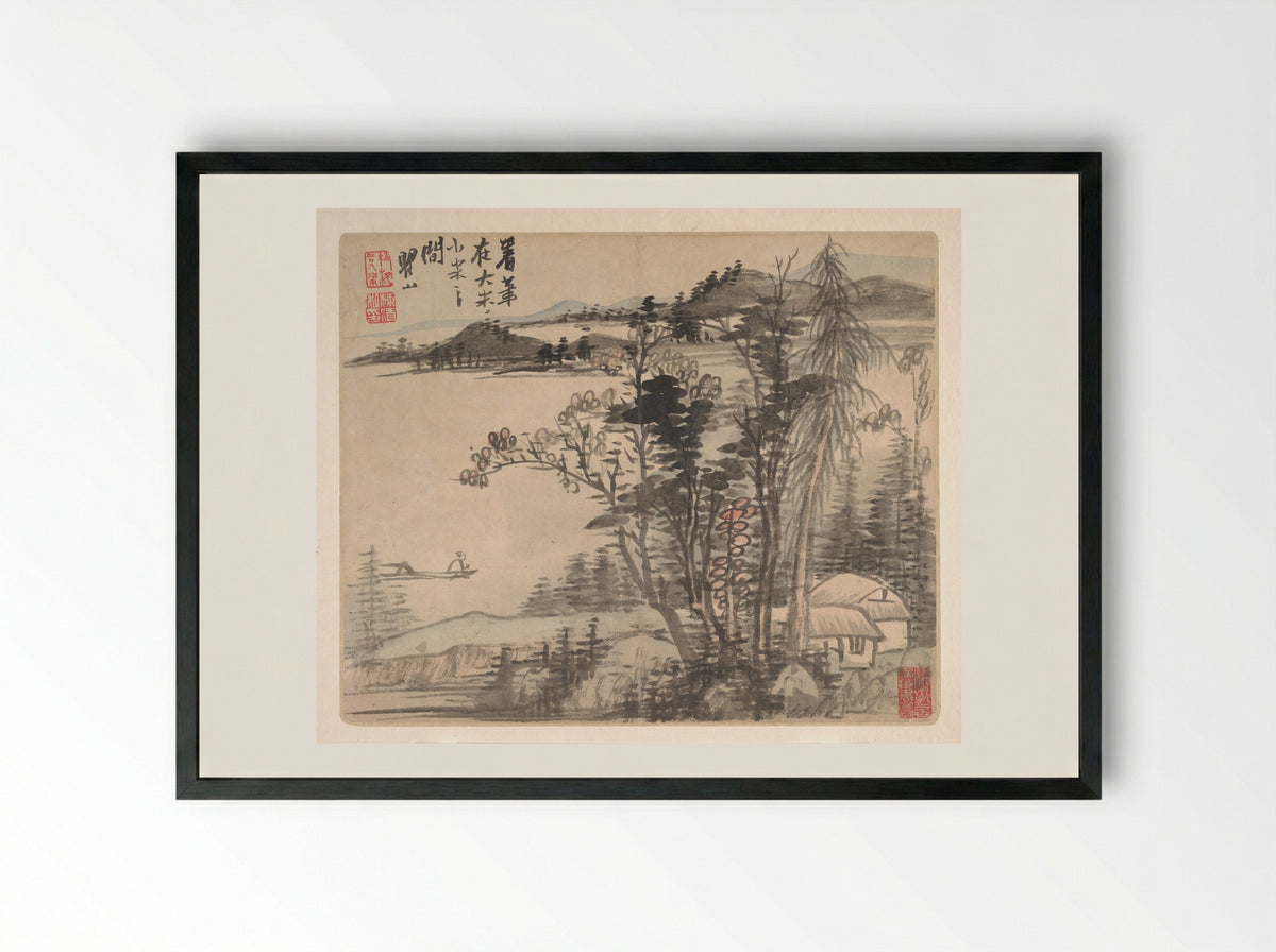 Landscapes after Ancient Masters - Mei Qing - Framed Print Black