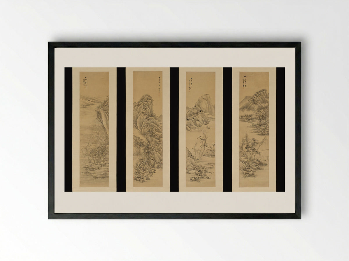 Landscapes after Old Masters - Dai Xi - Framed Print Black