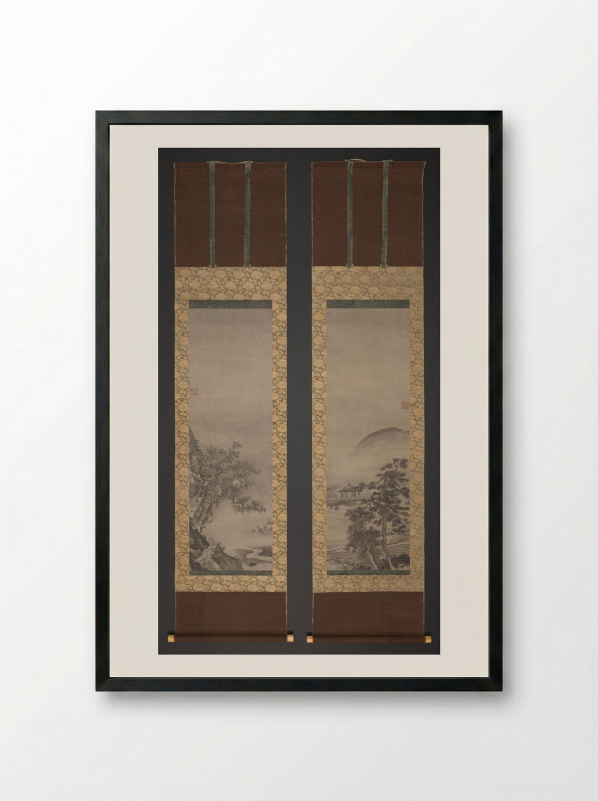 Landscapes with Figures - Shūgetsu Tōkan - Framed Print Black