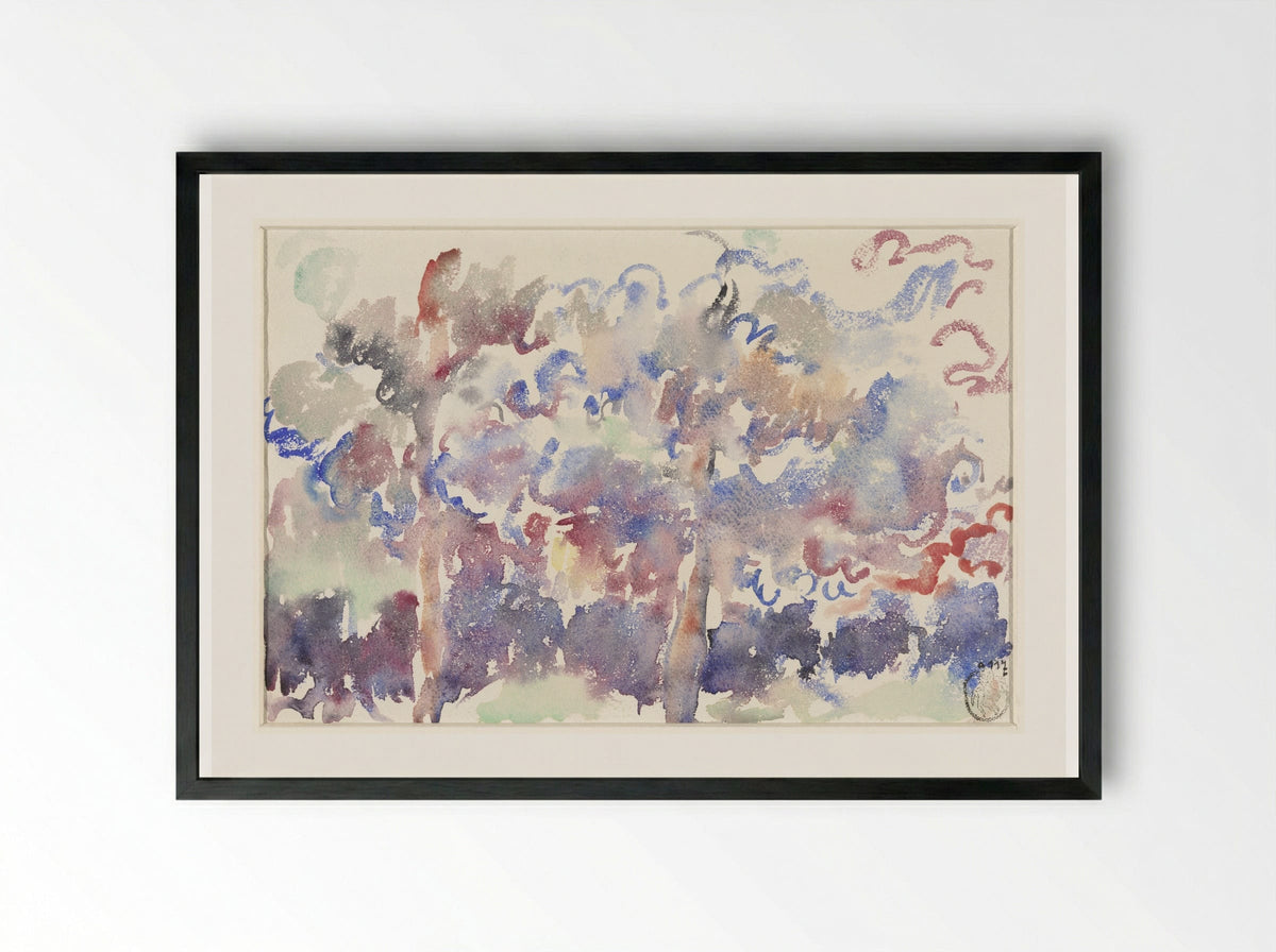 Landschap, Boitsfort, met bloeiende fruitbomen - Rik Wouters - Framed Print Black