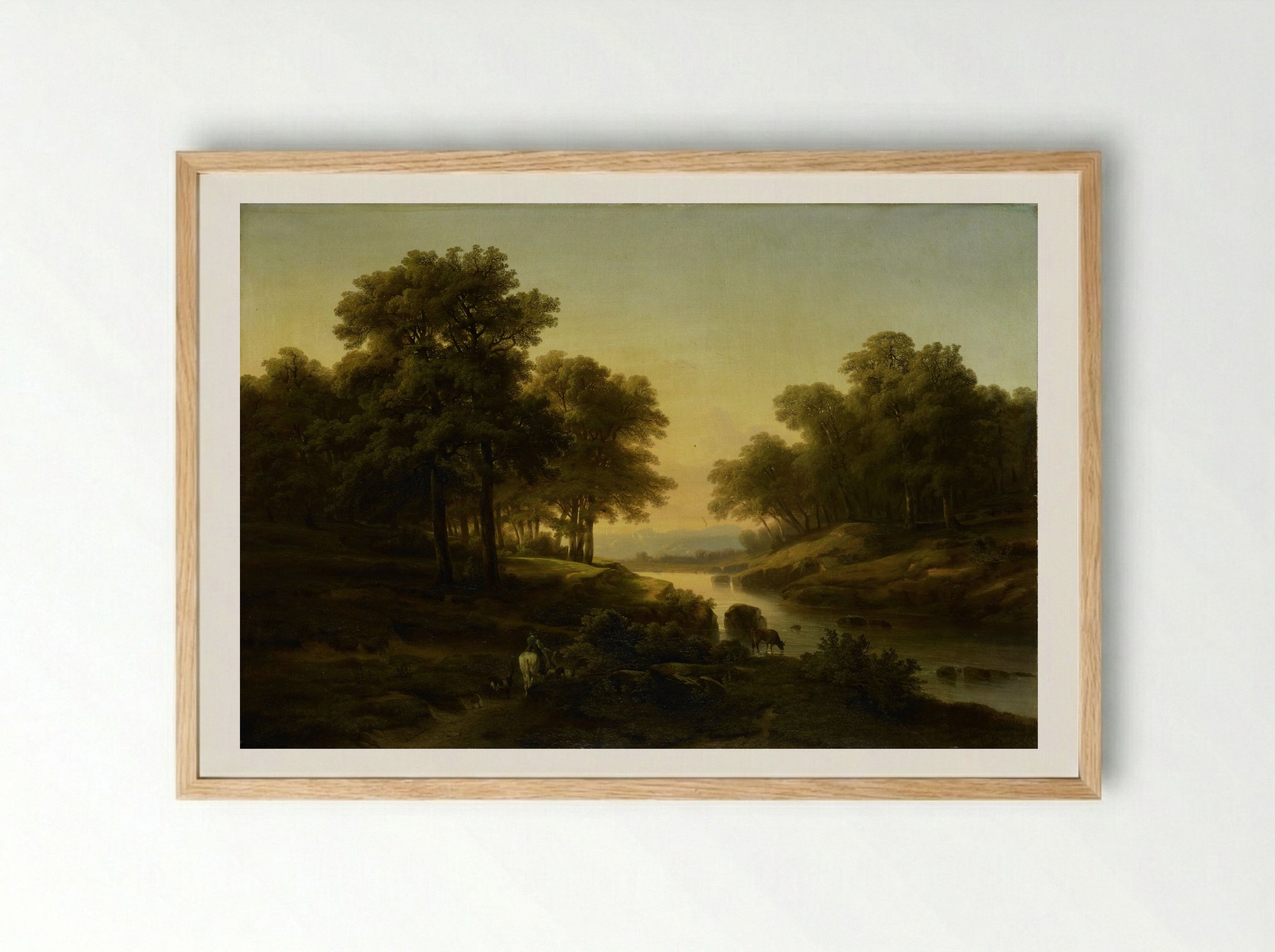 Landschap (River Scene with Cattle) - Alexandre Calame - Framed Print Wood