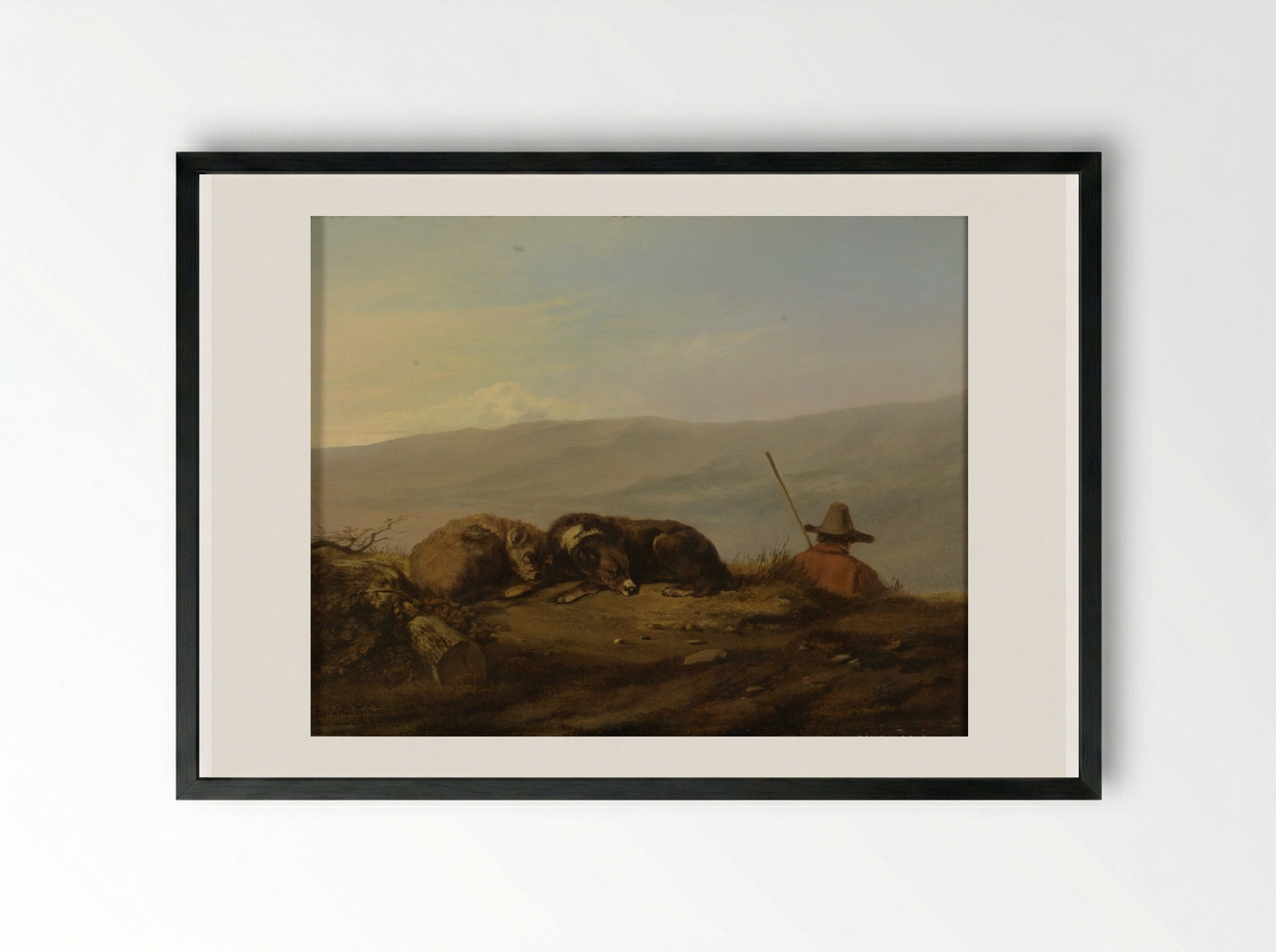 Landschap (Shepherd and Dogs) - Guillaume Anne van der Brugghen - Framed Print Black
