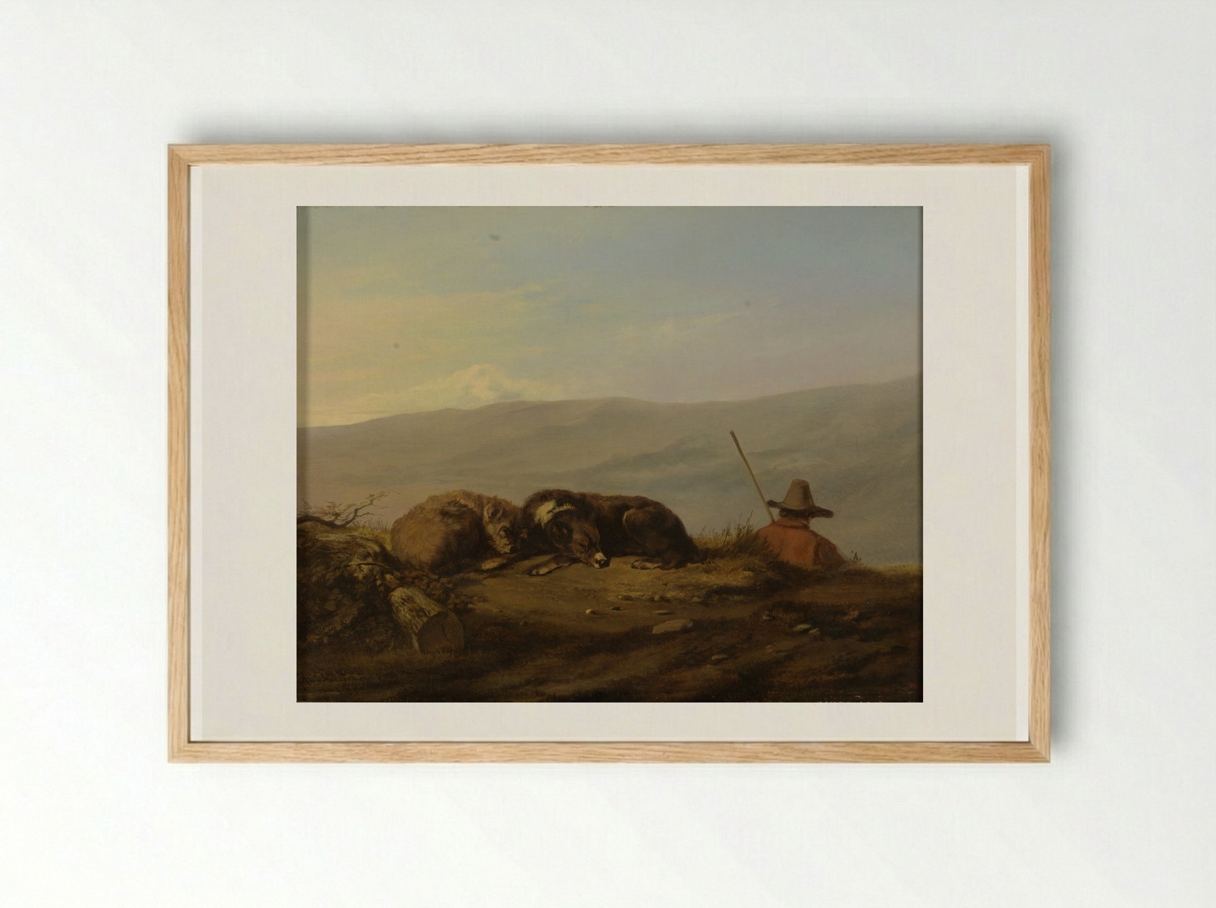 Landschap (Shepherd and Dogs) - Guillaume Anne van der Brugghen - Framed Print Wood