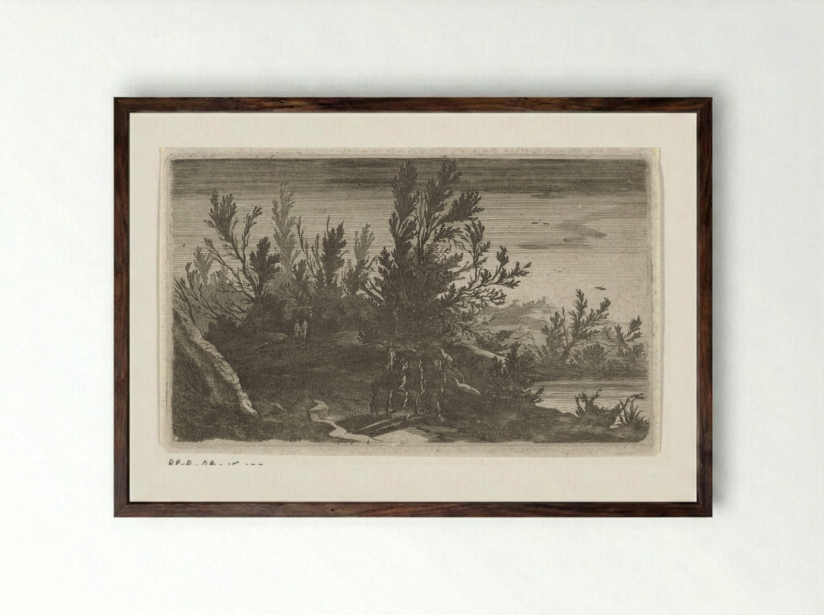Landschap bij nacht - Gillis van Scheyndel (I) - Framed Print Dark Wood