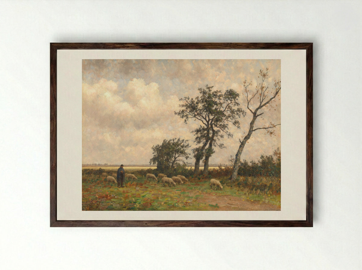 Landschap in Drenthe - Alphonse Stengelin - Framed Print Dark Wood
