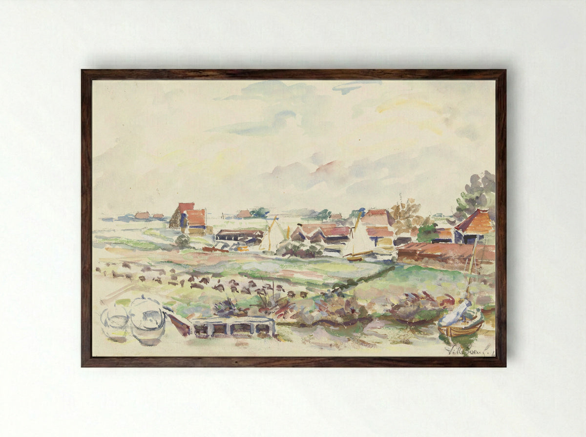 Landschap in Friesland - André Villeboeuf - Framed Print Dark Wood