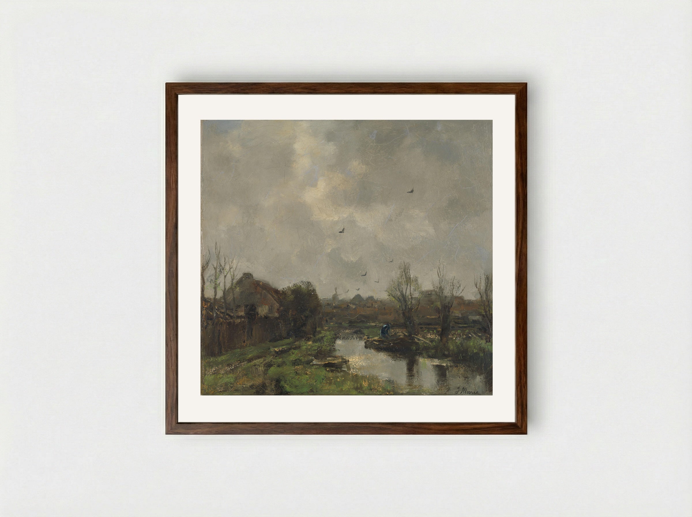 Landschap in de omgeving van Den Haag - Jacob Maris - Framed Print Dark Wood