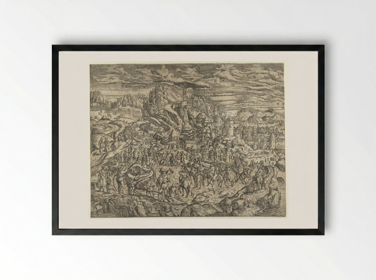 Landschap met Kruisdraging - Herri met de Bles - Framed Print Black