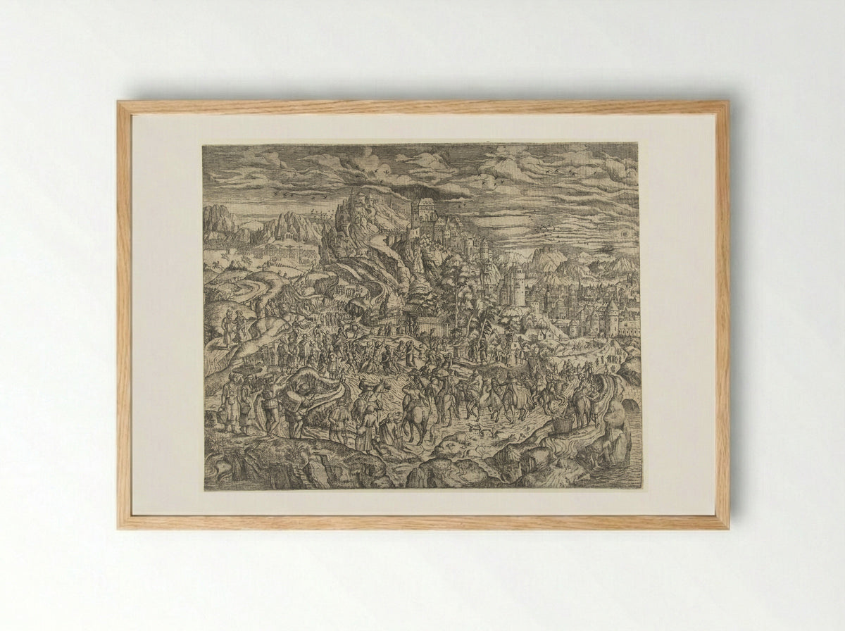 Landschap met Kruisdraging - Herri met de Bles - Framed Print Wood