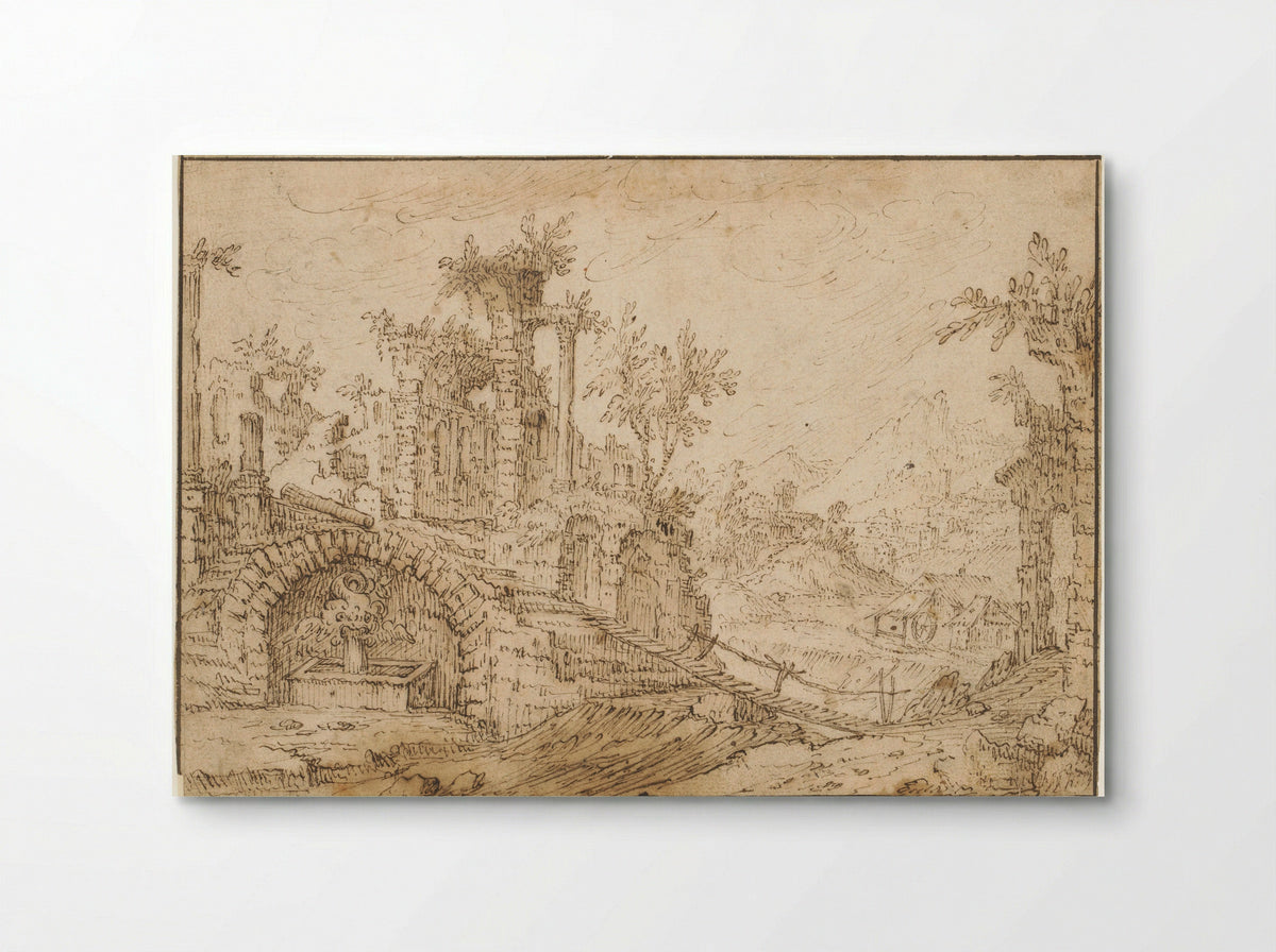 Landschap met antieke ruïnes - Tobias Verhaecht - Poster