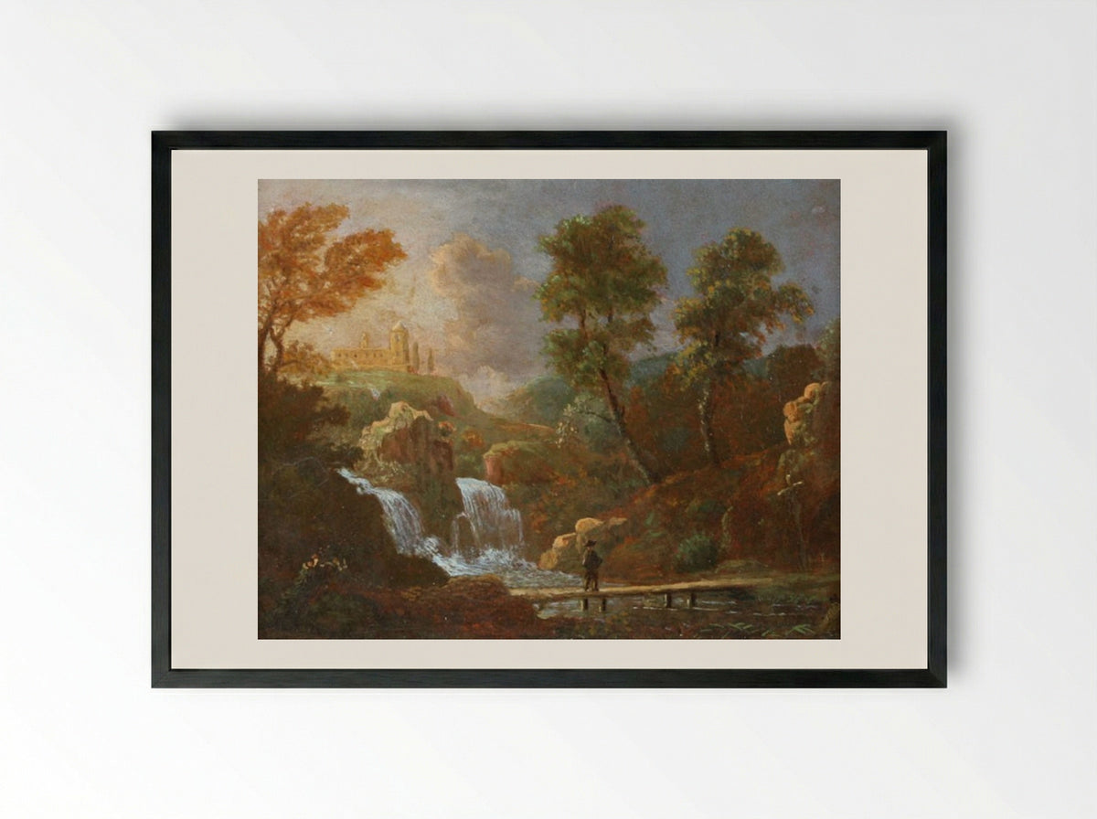 Landschap met boerderij bij water - Willem van Bemmel - Framed Print Black