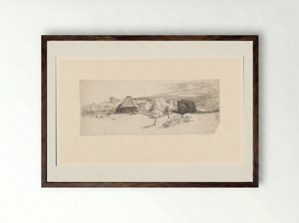 Landschap met boerderij en Het Huis met het Torentje - John Smith of Chichester - Framed Print Dark Wood