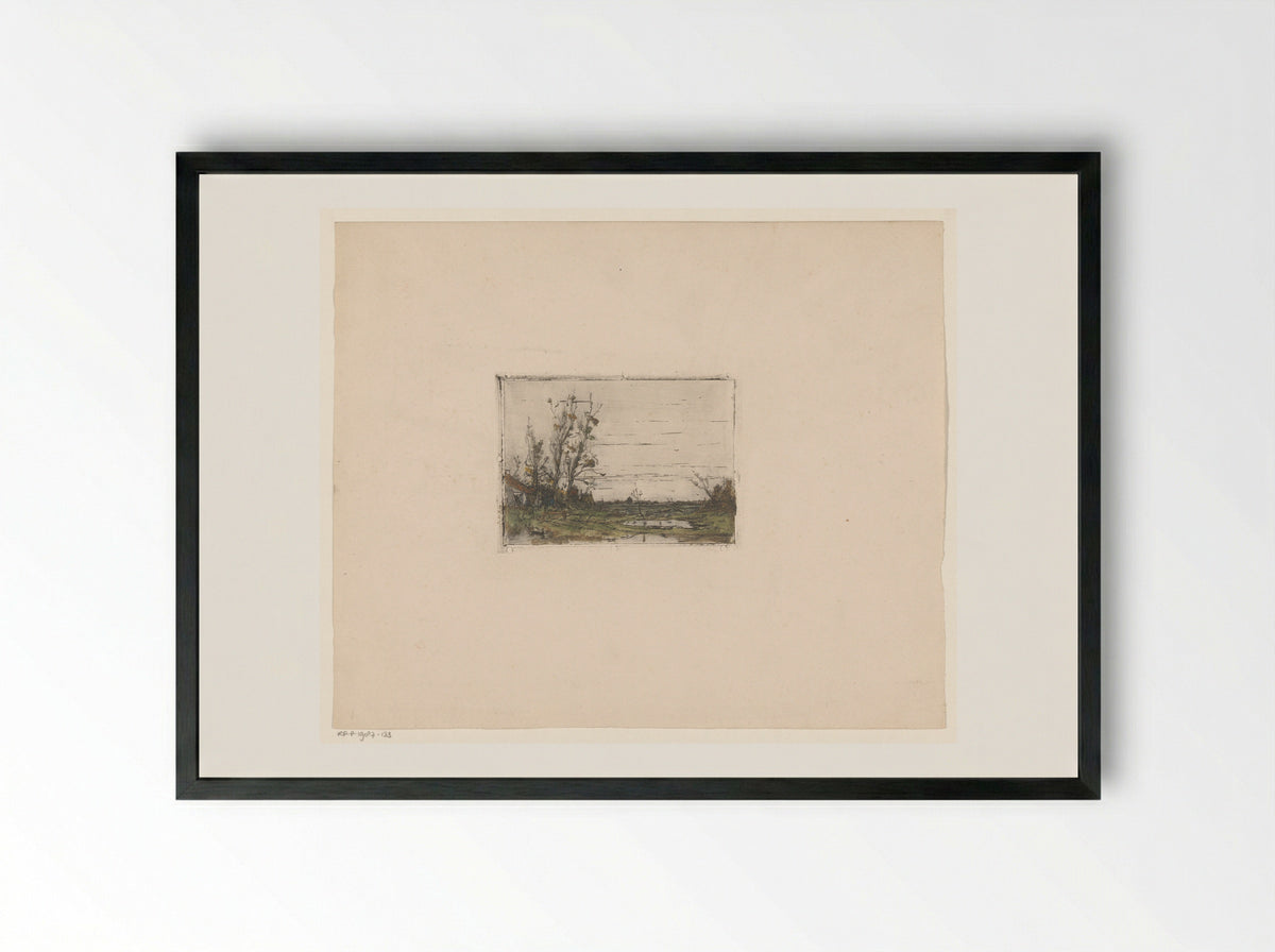 Landschap met boerderij - Jan Paul Valkema Blouw - Framed Print Black