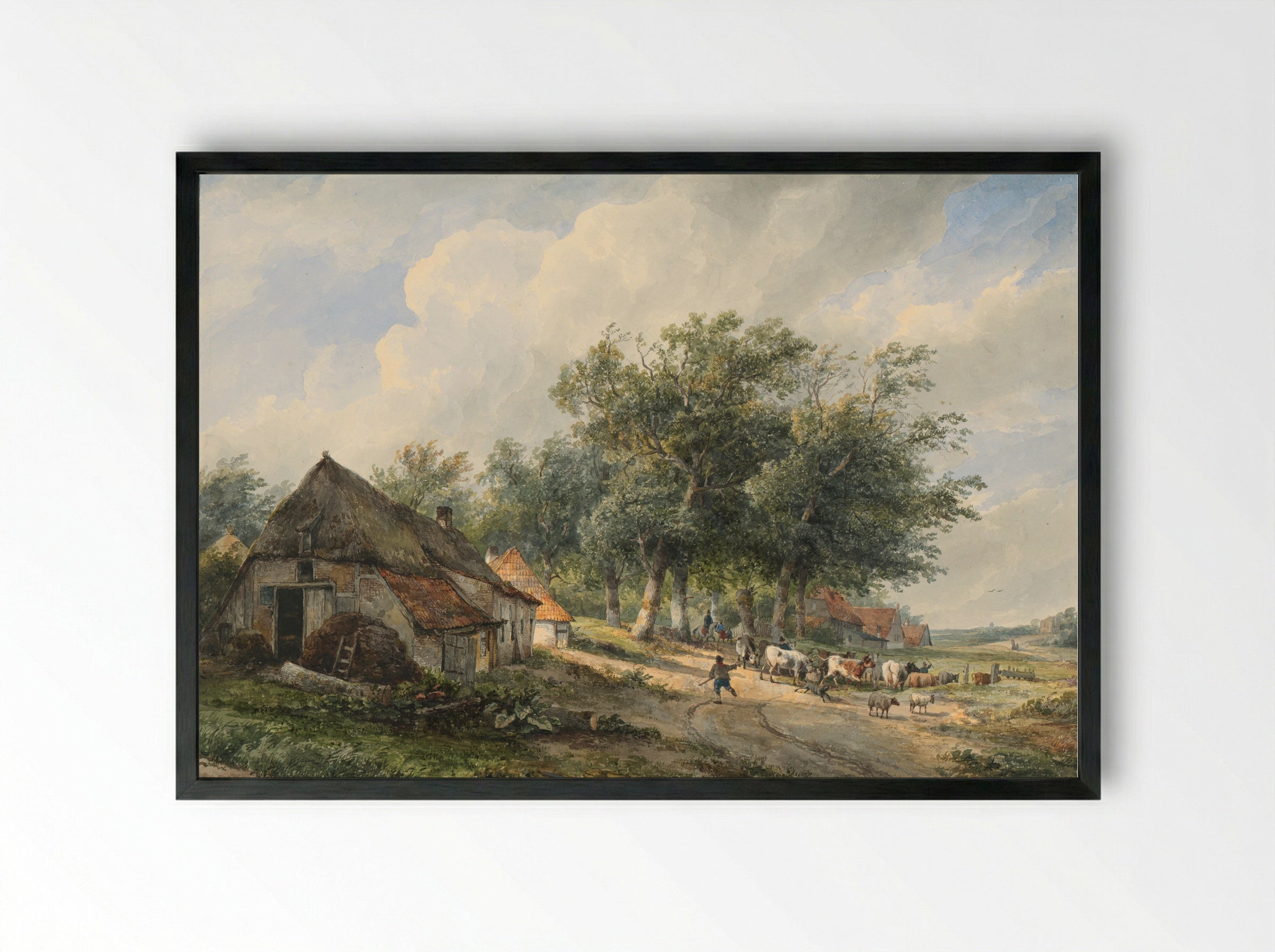 Landschap met boerderijen en vee - Wijnand Nuijen - Framed Print Black