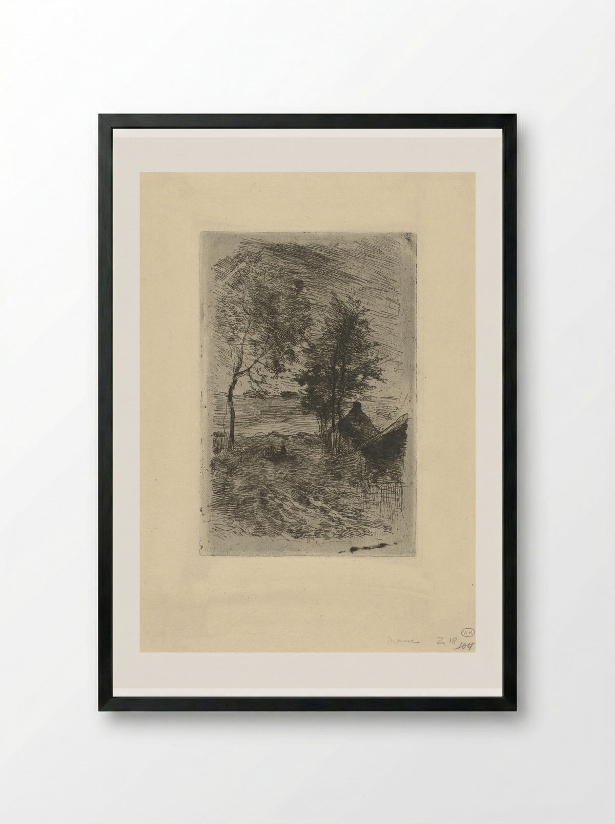 Landschap met bomen en een huis - Anton Mauve - Framed Print Black