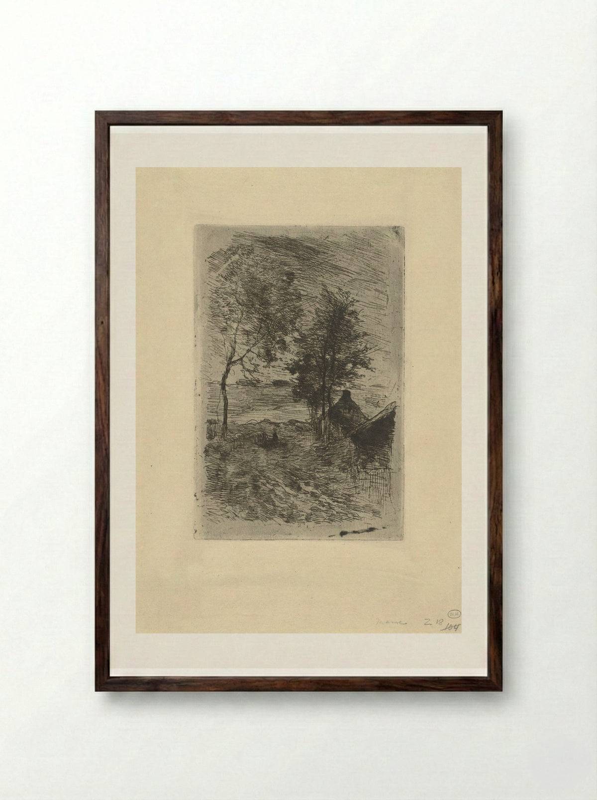 Landschap met bomen en een huis - Anton Mauve - Framed Print Dark Wood