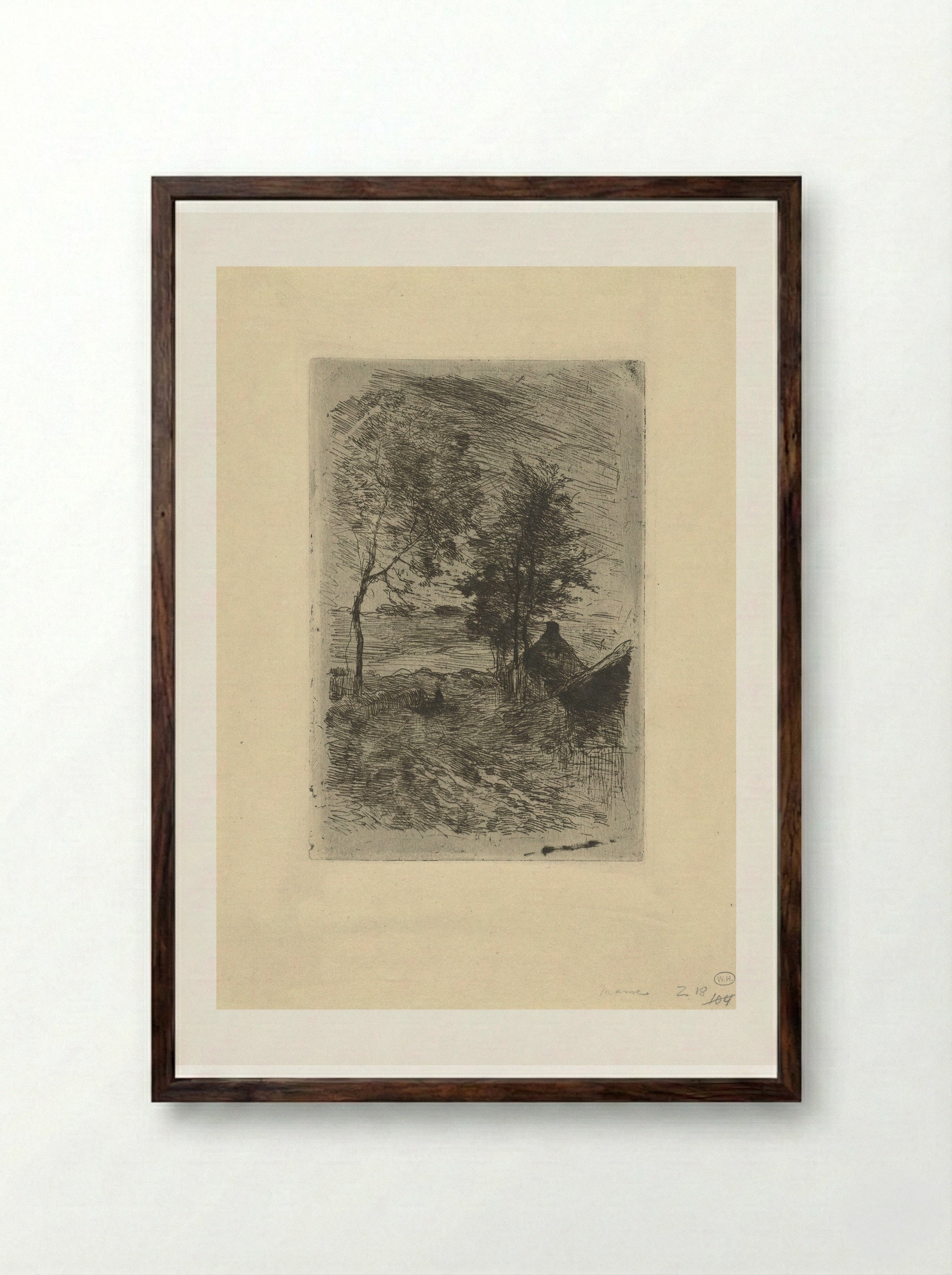 Landschap met bomen en een huis - Anton Mauve - Framed Print Dark Wood
