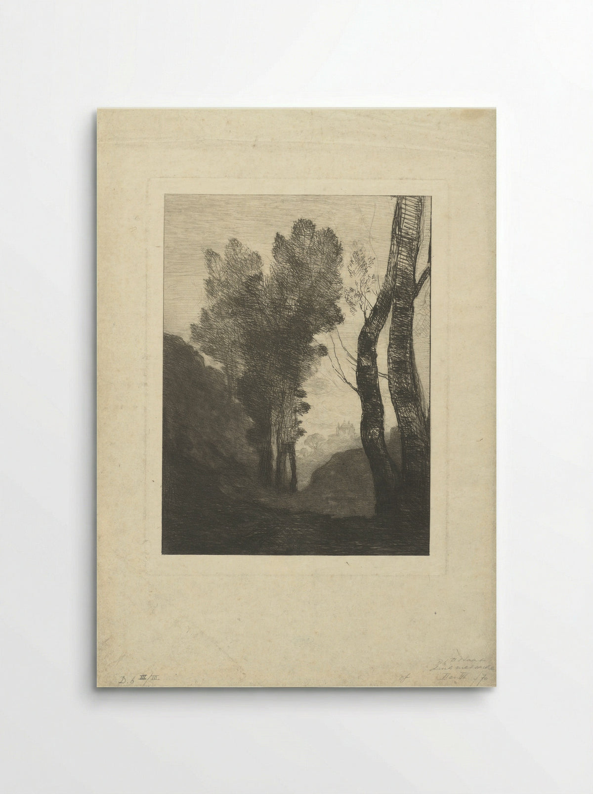 Landschap met bomen in omgeving van Rome - Camille Corot - Poster