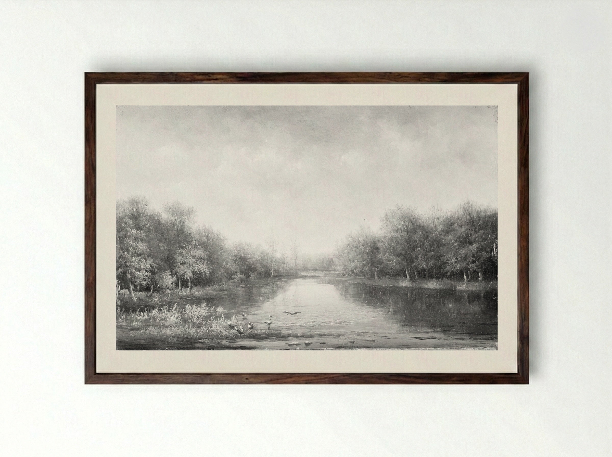 Landschap met bomen - Johannes Warnardus Bilders - Framed Print Dark Wood
