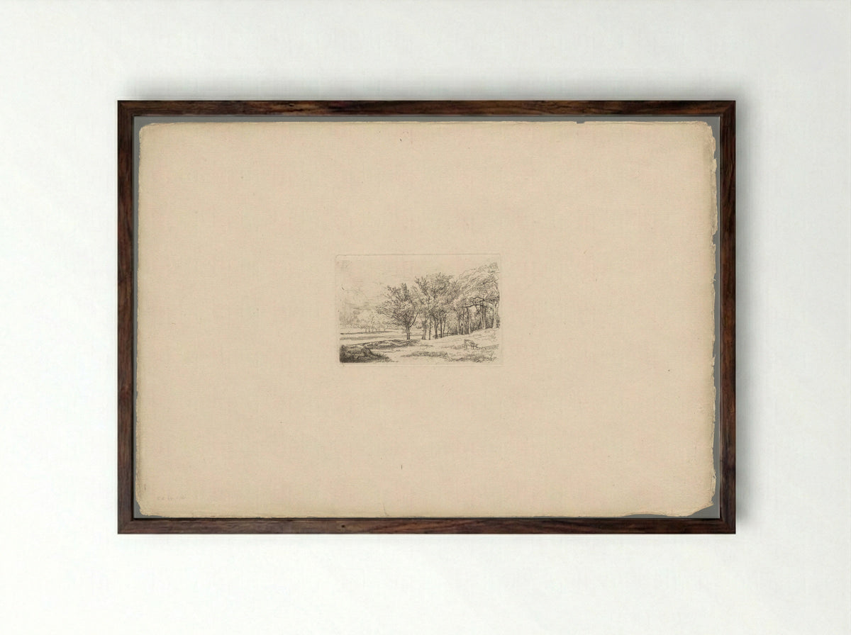 Landschap met bomen - Andrew Geddes - Framed Print Dark Wood