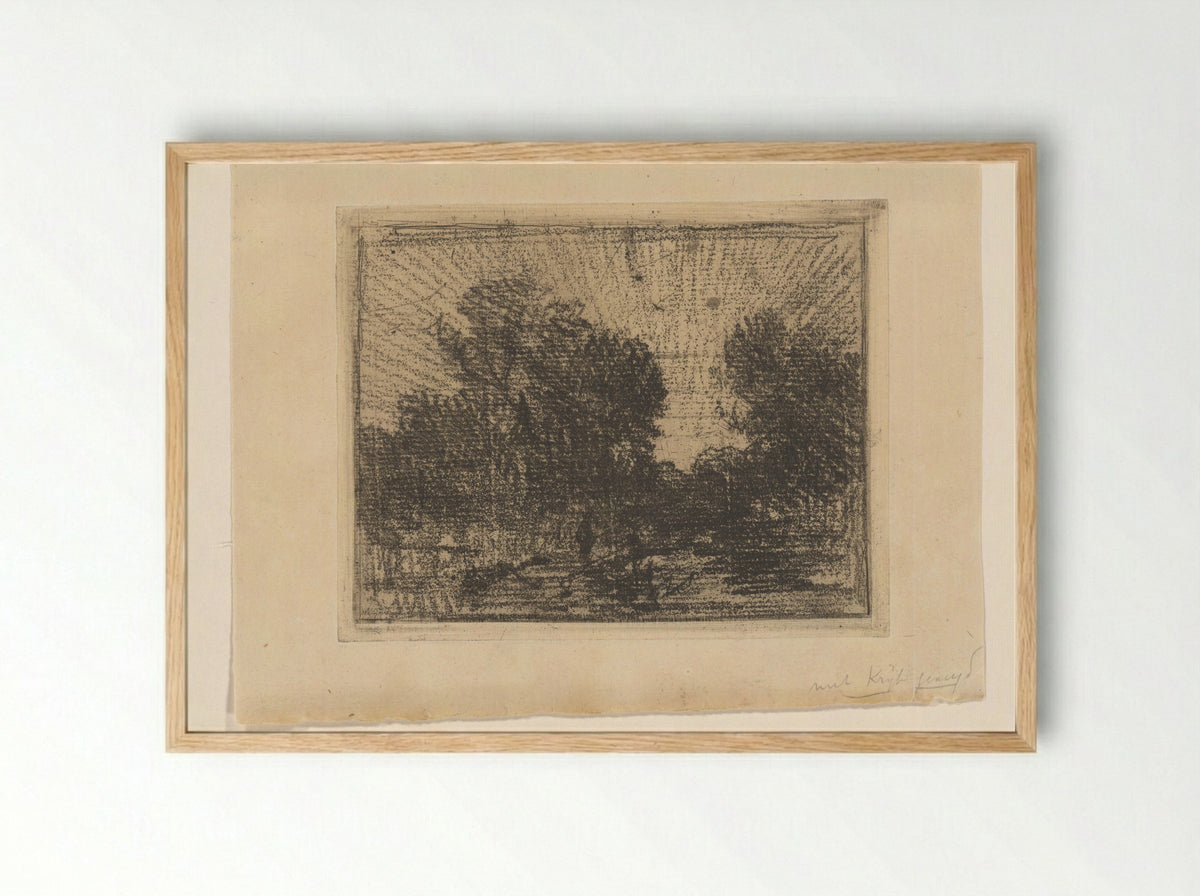 Landschap met bomen - Philip Zilcken - Framed Print Wood
