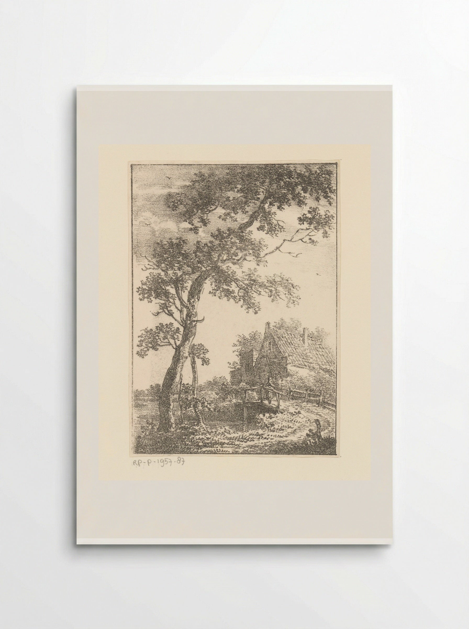 Landschap met boom, brug en huis - Pieter Bartholomeusz. Barbiers - Poster