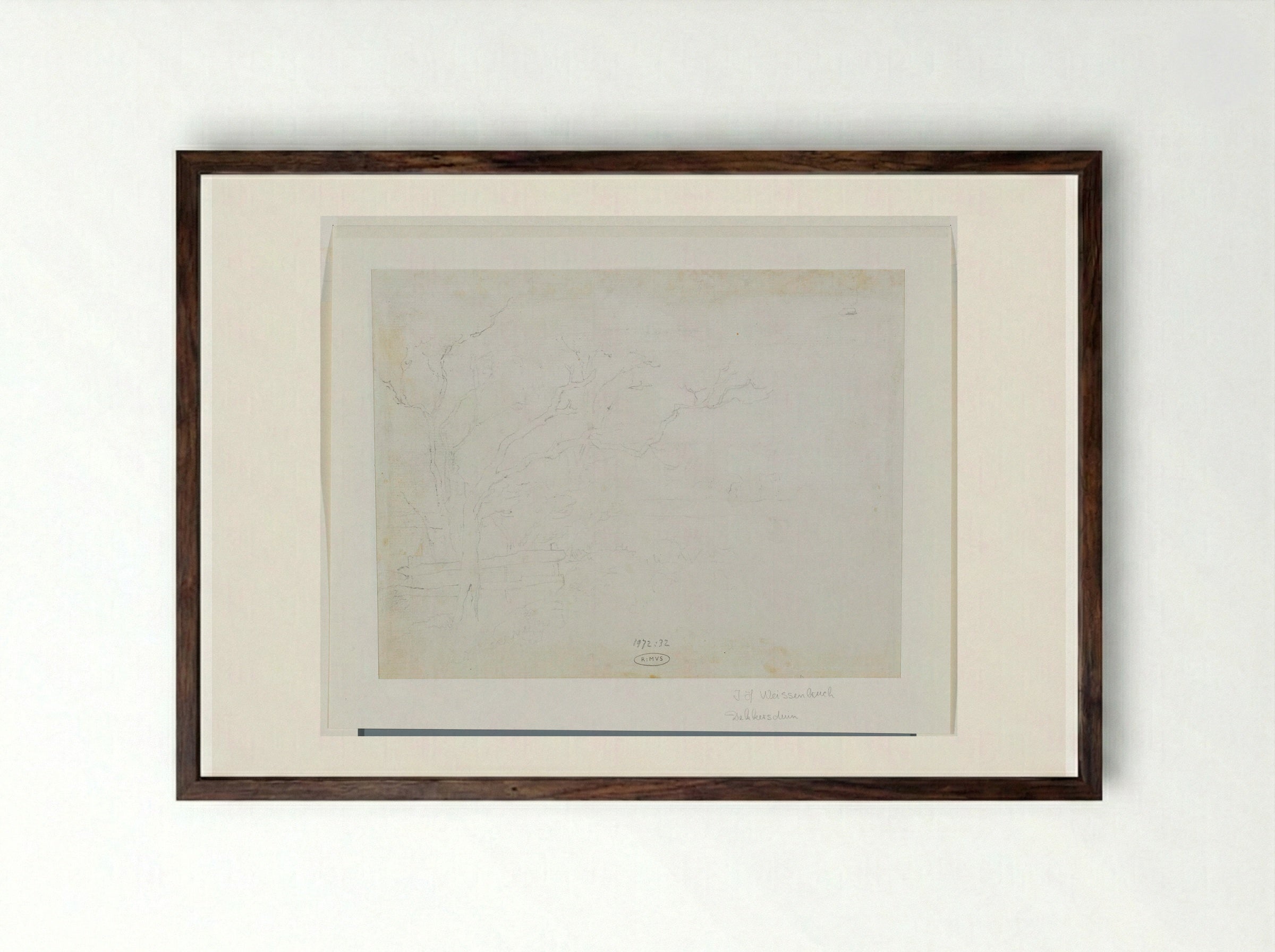 Landschap met boom links - Johan Hendrik Weissenbruch - Framed Print Dark Wood