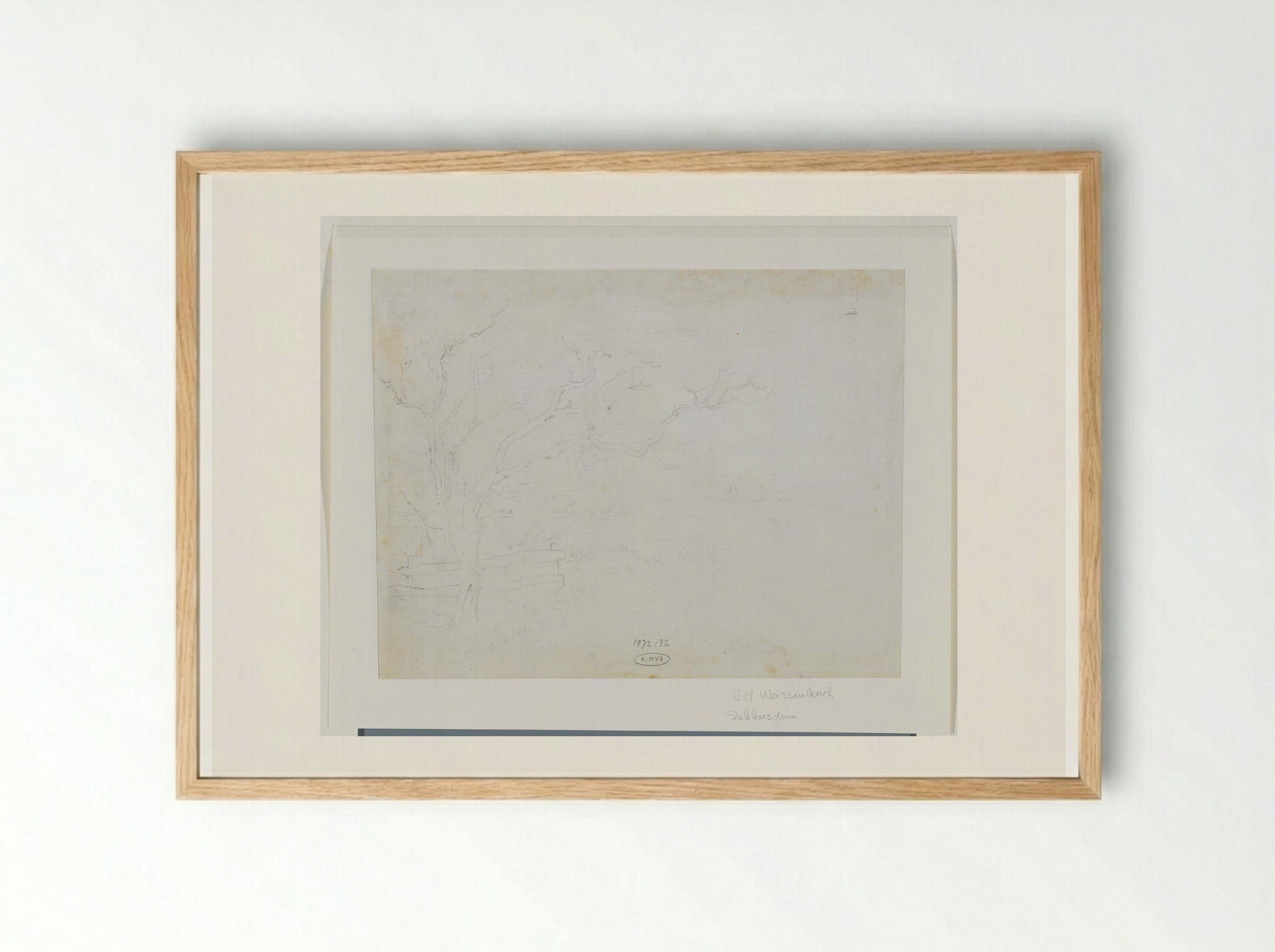 Landschap met boom links - Johan Hendrik Weissenbruch - Framed Print Wood