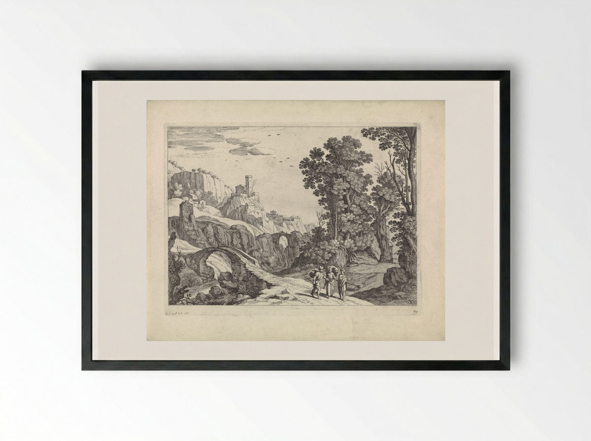 Landschap met de Emmaüsgangers - Guilliam van Nieulandt (II) - Framed Print Black