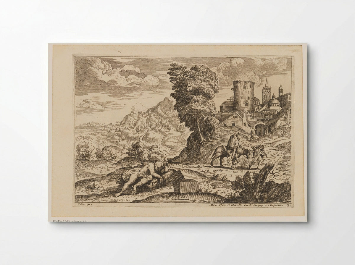 Landschap met de vlucht naar Egypte - Moise Jean Baptiste Fouard - Poster