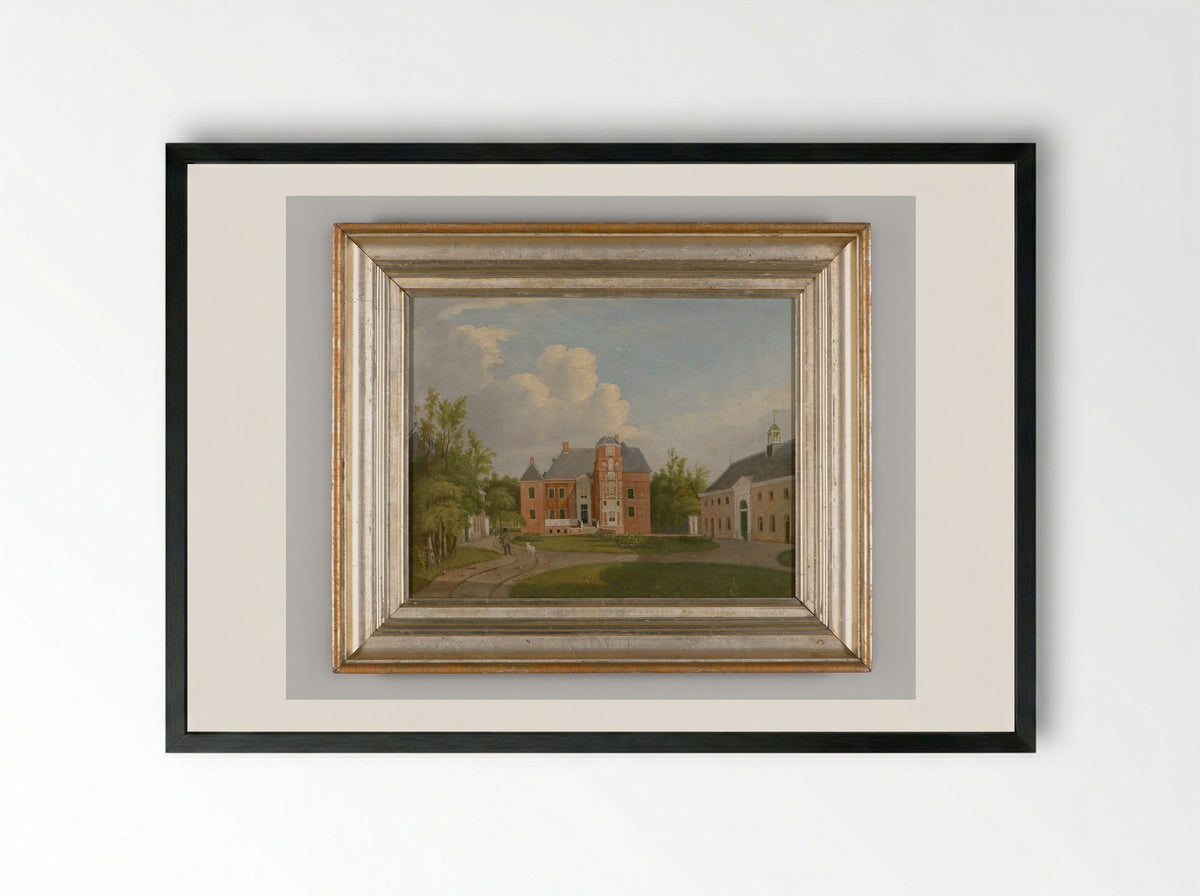Landschap met drie boerderijen - Gerrit Hulseboom - Framed Print Black