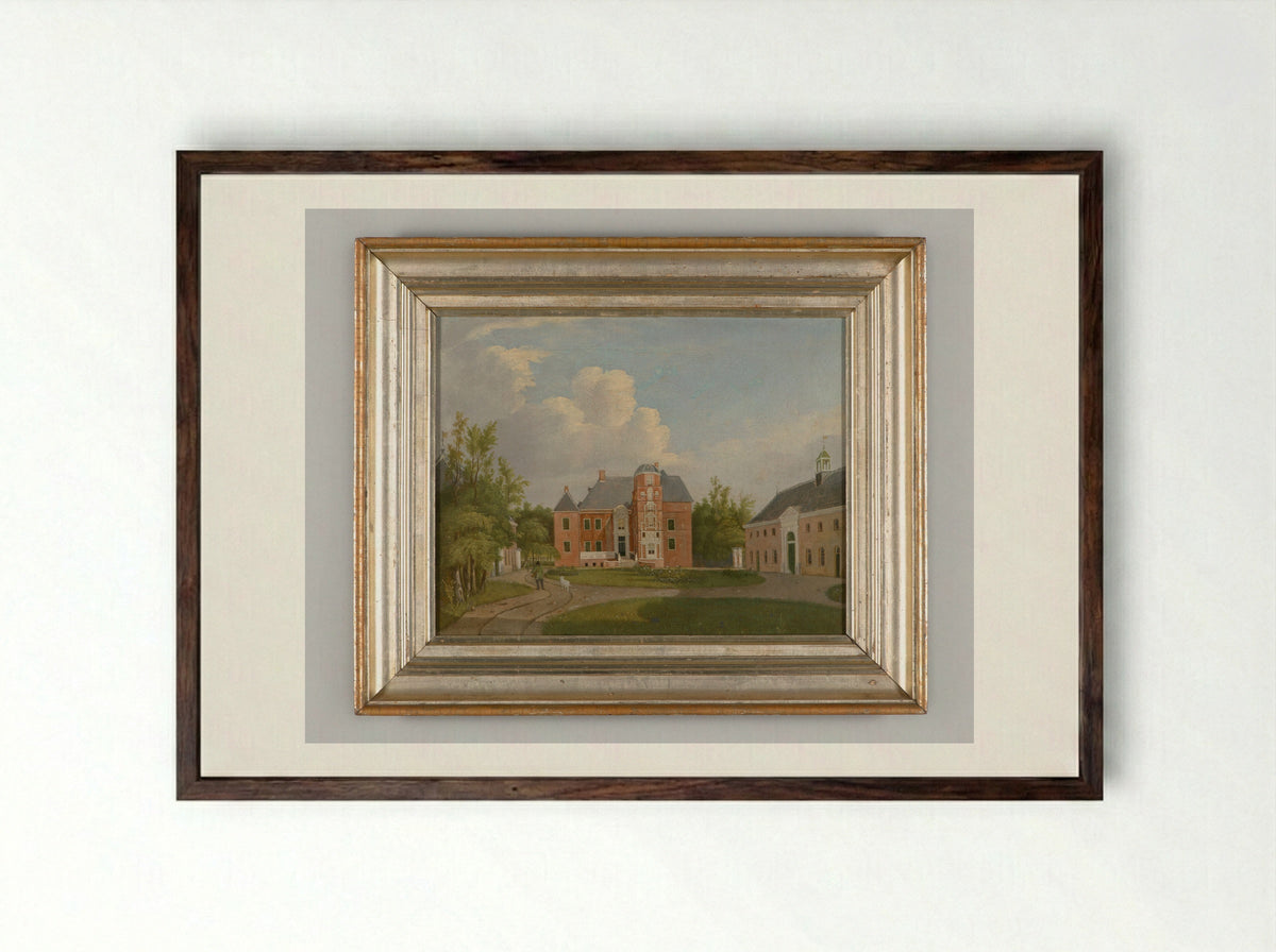 Landschap met drie boerderijen - Gerrit Hulseboom - Framed Print Dark Wood