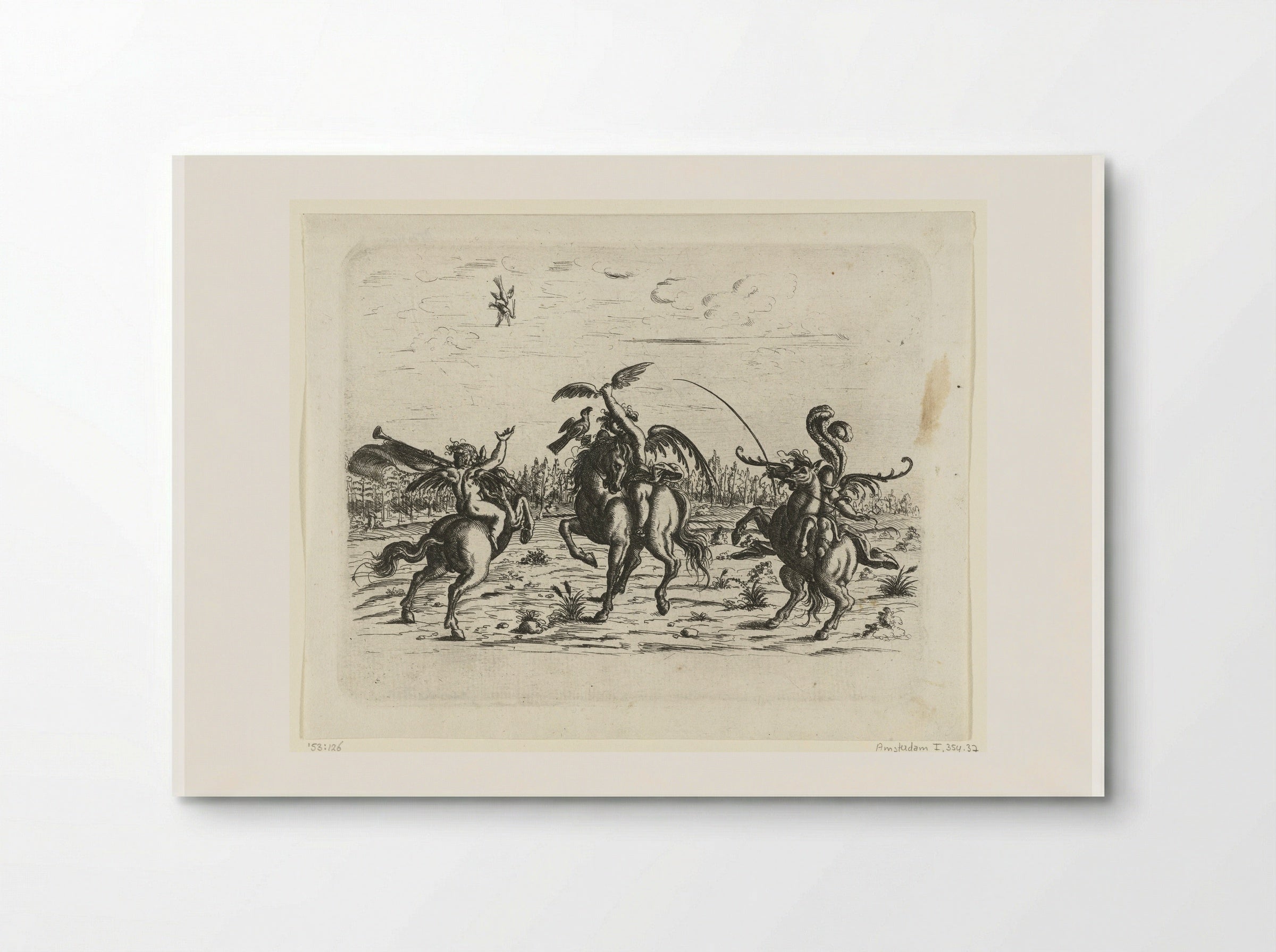 Landschap met drie putti te paard - Christoph Jamnitzer - Poster