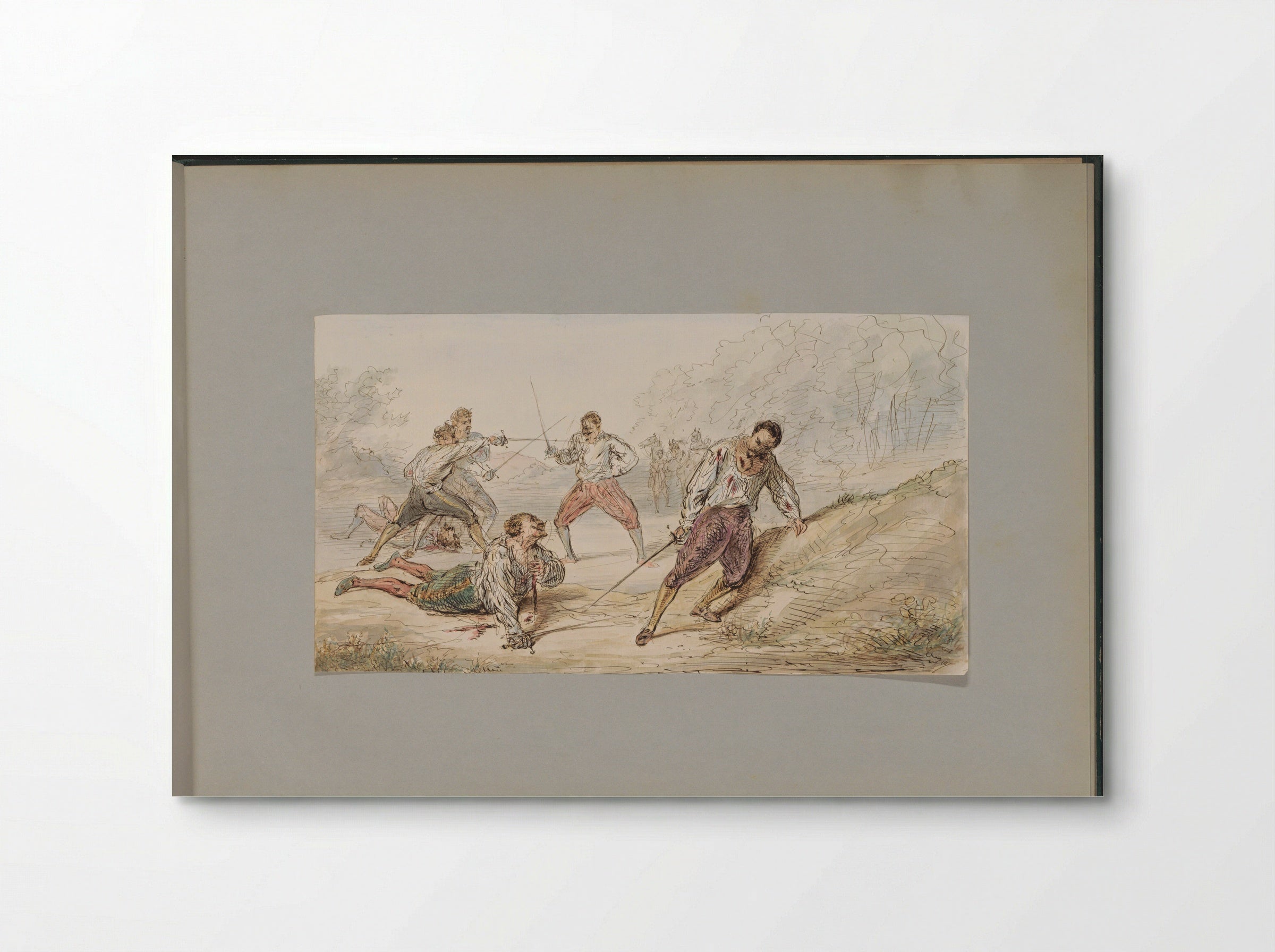 Landschap met duellerende mannen - Alexander Ver Huell - Poster