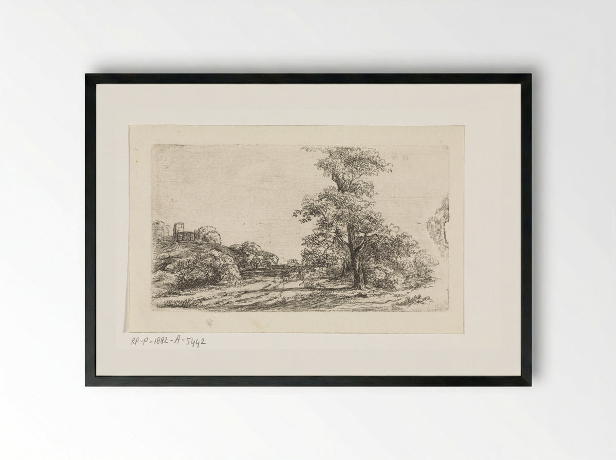 Landschap met een boom - Jan Andries Töpfer - Framed Print Black